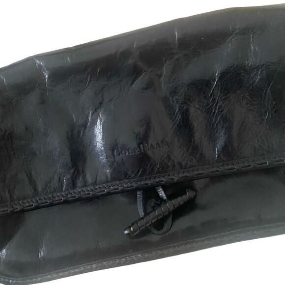 Cole Haan Black Leather Shoulder Hobo Bag Small/Medium Trendy Classic Designer - Picture 12 of 13
